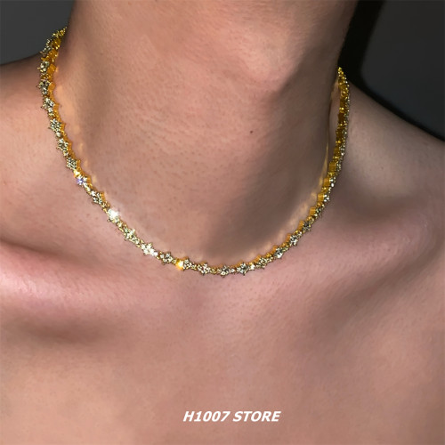 美式超閃荊棘花形滿鑽男款鎖骨鍊女小衆頸鏈高級感項鍊情侶款禮物