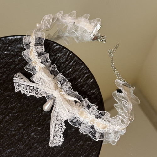 HEY TAO白色蝴蝶結蕾絲choker項鍊女甜美氣質頸帶小衆鎖骨鍊配飾 HEY TAO白色蝴蝶結蕾絲choker項鍊女甜美氣質頸帶小衆鎖骨鍊配飾