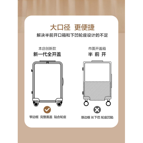 前開口深倉行李箱20寸多功能大容量前側開蓋旅行箱可上飛機拉桿箱