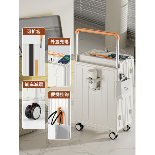 側開蓋2025新款寬拉桿行李箱女大容量男20寸24寸登機箱密碼皮箱子