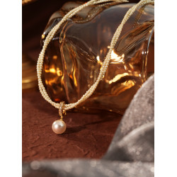 唐珮銅合金玻璃項鍊設計感雙層環繞項鍊珠珠項鍊氣質精緻時尚飾品