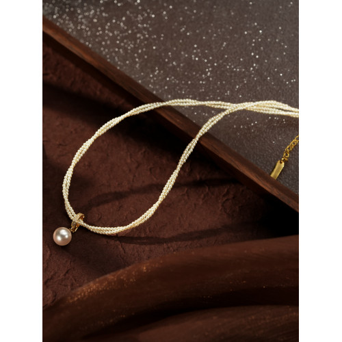 唐珮銅合金玻璃項鍊設計感雙層環繞項鍊珠珠項鍊氣質精緻時尚飾品