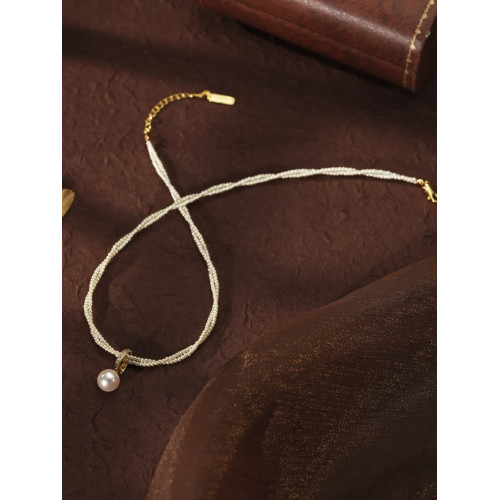 唐珮銅合金玻璃項鍊設計感雙層環繞項鍊珠珠項鍊氣質精緻時尚飾品