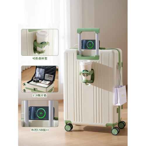 速騰行李箱女馬卡龍色前側開口拉桿箱登機箱20寸24寸萬向輪旅行箱