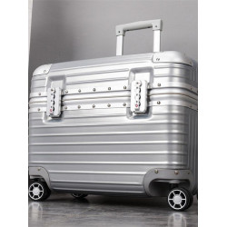 2025新款18寸鋁框行李箱攝影登機箱迷你拉桿箱男萬向輪密碼機長箱