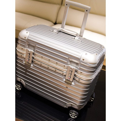 2025新款18寸鋁框行李箱攝影登機箱迷你拉桿箱男萬向輪密碼機長箱