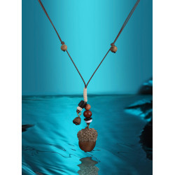 新中式長款橡果吊墜項鍊女復古輕奢毛衣鏈小衆高級感串珠掛脖配飾