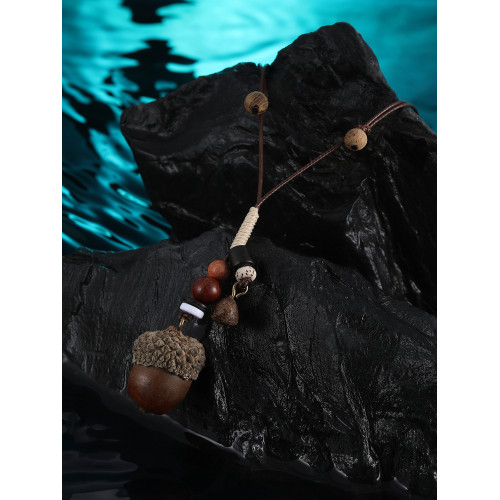 新中式長款橡果吊墜項鍊女復古輕奢毛衣鏈小衆高級感串珠掛脖配飾