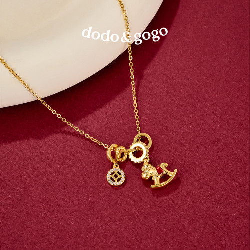 DODOGOGO馬上有錢生肖項鍊女款吊墜輕奢小衆高級頸鏈配飾生日禮物