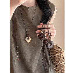 中式浪漫！不規則長款吊墜項鍊女秋冬美拉德復古毛衣鏈掛繩配飾品