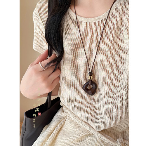 中式浪漫！不規則長款吊墜項鍊女秋冬美拉德復古毛衣鏈掛繩配飾品