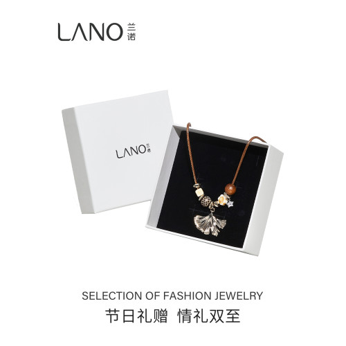 蘭諾銀杏葉吊墜項鍊女波西米亞風皮繩毛衣鏈2025新款小衆設計配飾 蘭諾銀杏葉吊墜項鍊女波西米亞風皮繩毛衣鏈2025新款小衆設計配飾