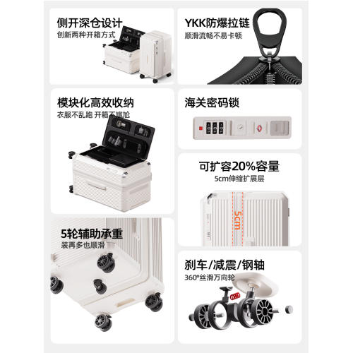 側開深倉行李箱女結實耐用加厚可擴容旅行箱2026新款大容量密碼箱 側開深倉行李箱女結實耐用加厚可擴容旅行箱2026新款大容量密碼箱