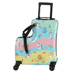 高配置卡通可愛騎行拉桿箱小號兒童行李箱20寸卡通旅行密碼拉桿箱