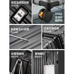 硬殼PC行李箱男女結實耐用拉桿箱萬向輪擴容大容量拉鍊旅行登機箱