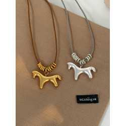 馬上有錢項鍊秋冬長款毛衣鏈繩款小馬項鍊女配飾簡約小衆高級感