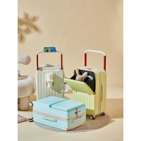 前置開口行李箱2025新款寬拉桿多功能密碼箱大容量男女學生旅行箱