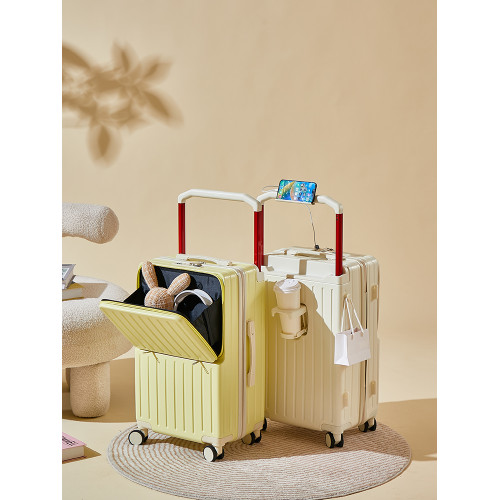 前置開口行李箱2025新款寬拉桿多功能密碼箱大容量男女學生旅行箱