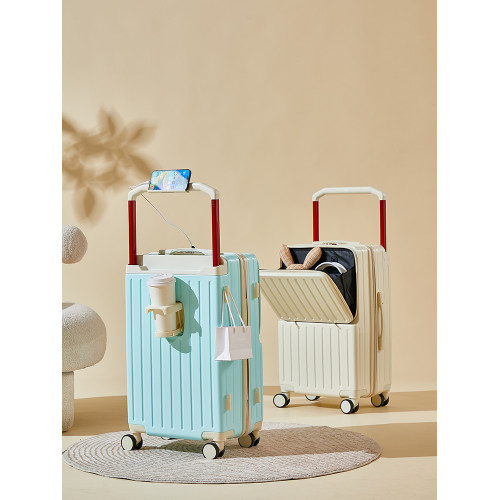 前置開口行李箱2025新款寬拉桿多功能密碼箱大容量男女學生旅行箱