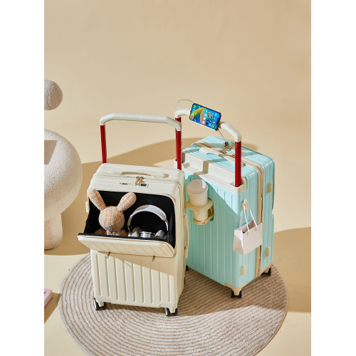 前置開口行李箱2025新款寬拉桿多功能密碼箱大容量男女學生旅行箱