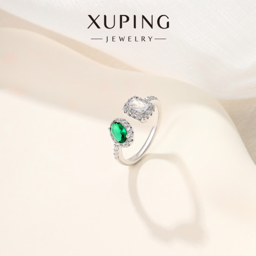 小如【萊茵夜曲】復古綠方形蛋面開口戒指輕奢法式設計高級感指環