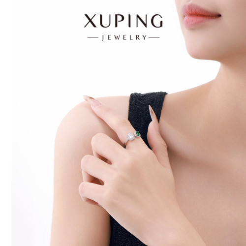 小如【萊茵夜曲】復古綠方形蛋面開口戒指輕奢法式設計高級感指環