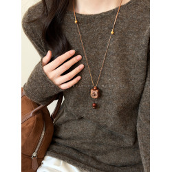 萌物來襲~木質小熊星星項鍊女秋冬可愛長款毛衣鏈小衆設計感配飾