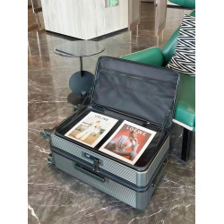 超大容量雙開合側開口行李箱靜音20寸登機箱繙蓋拉桿箱女PC旅行箱