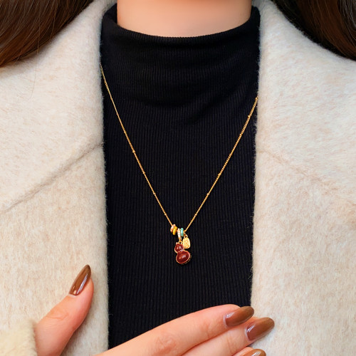 雙面紅色貝殼招財葫蘆吊墜毛衣項鍊女配飾輕奢高級感2026新款爆款