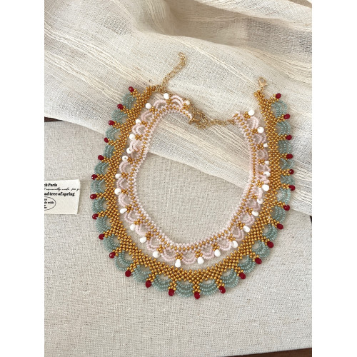 Vintage古著新中式國風復古choker頸鏈項鍊女款2025新蕾絲鎖骨鍊