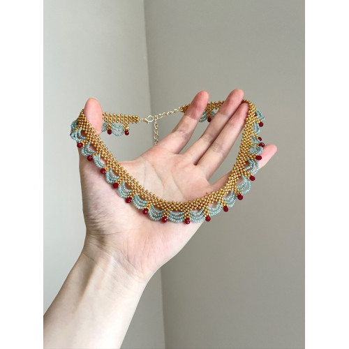 Vintage古著新中式國風復古choker頸鏈項鍊女款2025新蕾絲鎖骨鍊