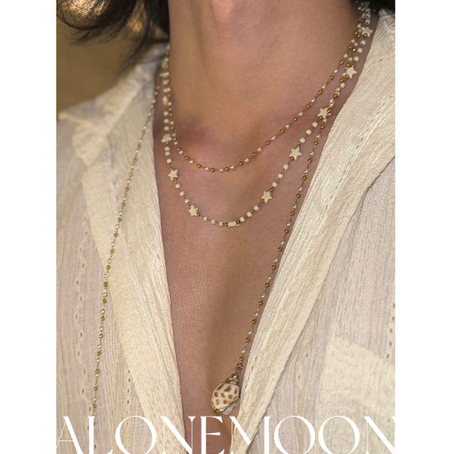 孤月原創設計 熱砂 多層貝殼星星choker多層曡戴項鍊