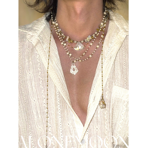 孤月原創設計 熱砂 多層貝殼星星choker多層曡戴項鍊