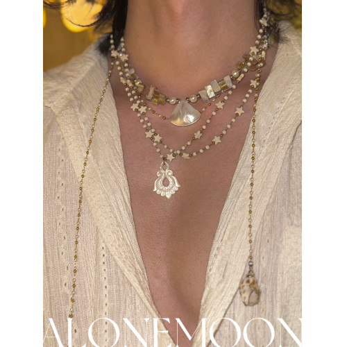 孤月原創設計 熱砂 多層貝殼星星choker多層曡戴項鍊