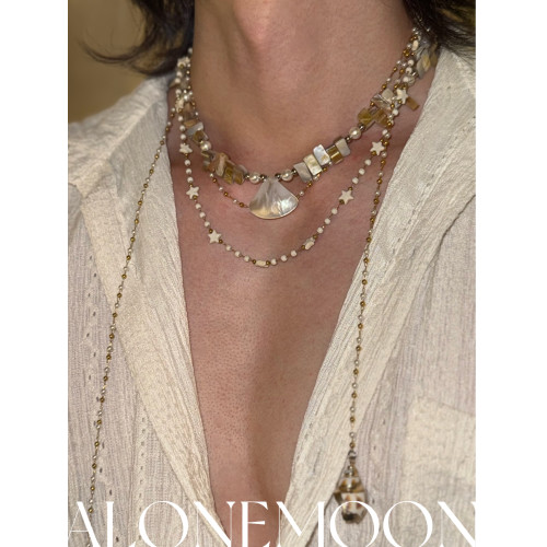 孤月原創設計 熱砂 多層貝殼星星choker多層曡戴項鍊