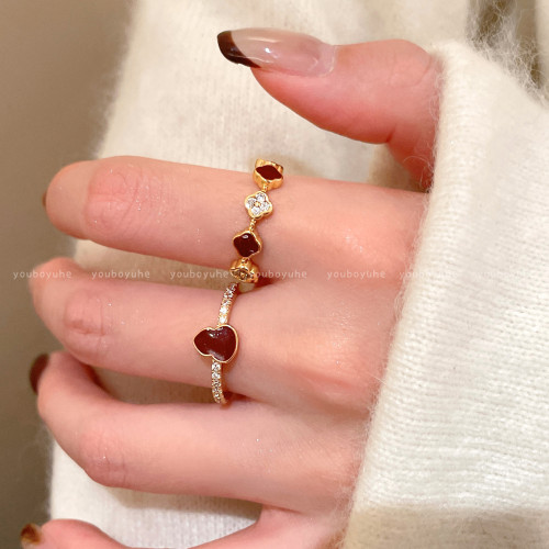 新中式紅色葫蘆開口戒指女小衆設計曡戴食指戒輕奢高級感獨特指環