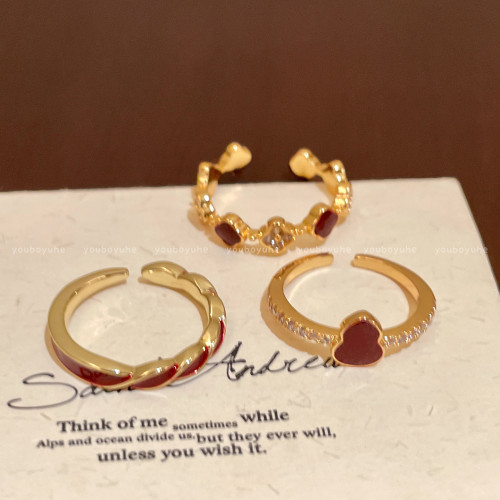 新中式紅色葫蘆開口戒指女小衆設計曡戴食指戒輕奢高級感獨特指環