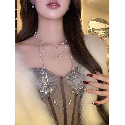 【蜜桃茶】氛圍感滿天星多層珍珠項鍊女長款曡戴秋冬高級千金配飾 【蜜桃茶】氛圍感滿天星多層珍珠項鍊女長款曡戴秋冬高級千金配飾