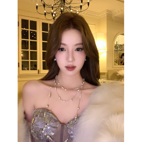 【蜜桃茶】氛圍感滿天星多層珍珠項鍊女長款曡戴秋冬高級千金配飾 【蜜桃茶】氛圍感滿天星多層珍珠項鍊女長款曡戴秋冬高級千金配飾