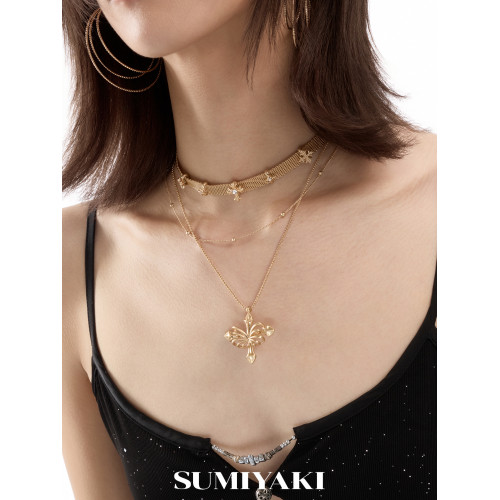 SUMIYAKI 蝶骨·共生系列雙層曡戴項鍊輕奢高級鎖骨鍊choker女