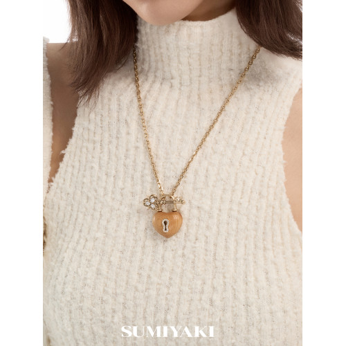 SUMIYAKI 愛鎖芯系列 崖柏天然木頭項鍊 OT釦鑰匙愛心鎖骨鍊女