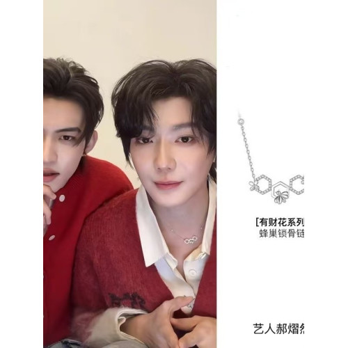 郝熠然同款有財花鎖骨鍊雲熠同款輕奢高級感手鏈耳釘耳飾精緻項鍊