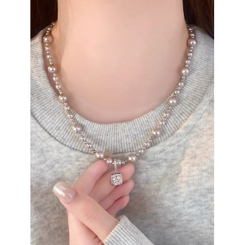 曼塔玫瑰小方糖珍珠項鍊毛衣鏈女2026新款高級感輕奢小衆頸鏈配飾