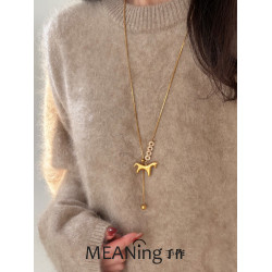 【馬年新品】馬上有錢小馬毛衣鏈長款輕奢貴氣金色馬年老錢風項鍊