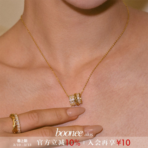 Boonee alus圓筒項鍊簡約鎖骨鍊女款輕奢高級感小衆設計時尚百搭