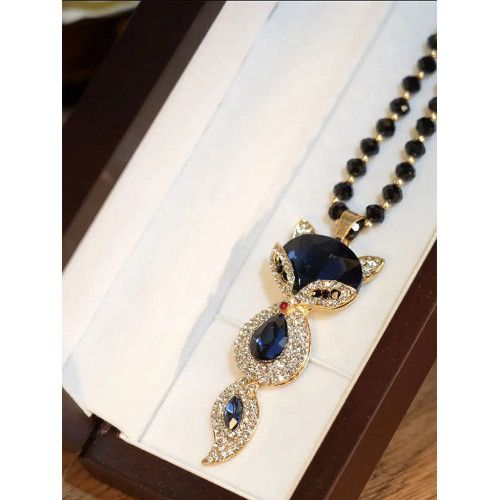 秋冬新款氣質百搭狐狸項鍊女精緻時尚毛衣鏈長款衣服配飾裝飾吊墜