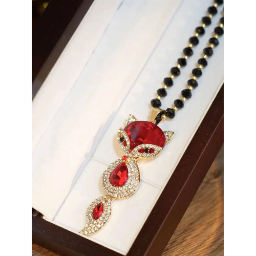 秋冬新款氣質百搭狐狸項鍊女精緻時尚毛衣鏈長款衣服配飾裝飾吊墜