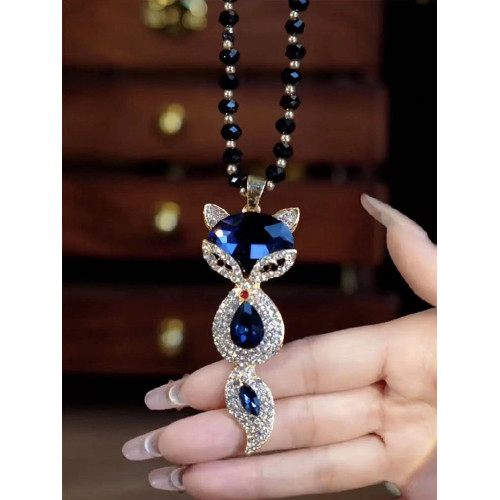 秋冬新款氣質百搭狐狸項鍊女精緻時尚毛衣鏈長款衣服配飾裝飾吊墜