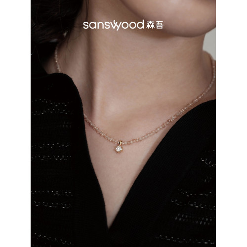sanswood森吾《歌劇魅影》輕奢精緻香檳水晶鋯石莫桑石串珠項鍊女