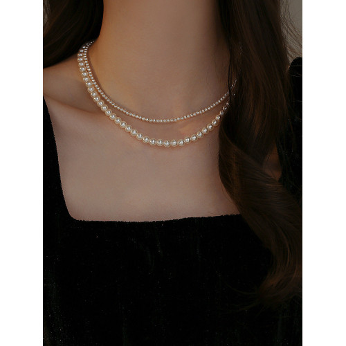 雙層珍珠項鍊曡戴頸鏈女2026新款爆款毛衣鏈輕奢高級感秋冬鎖骨鍊